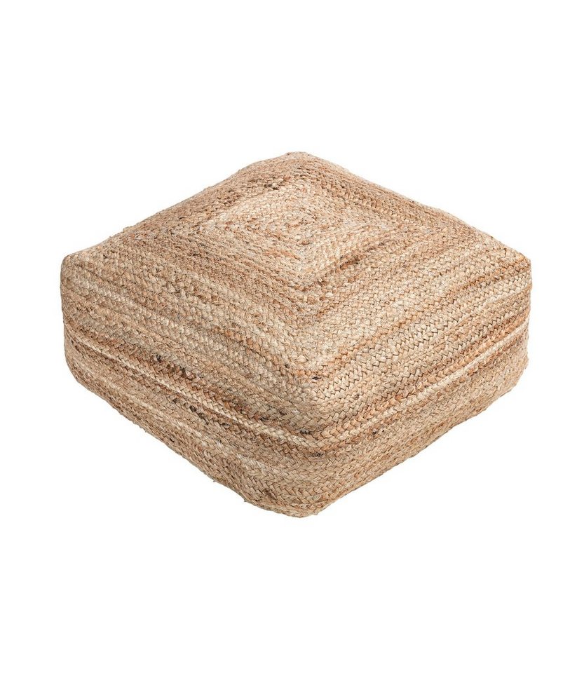 Dehner Pouf Lotta, Jute/Baumwolle/Styropor, ca 50 x 20 x 50 cm, Robustes Sitzkissen von Dehner