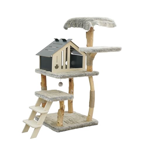 Dehner Premium Lovely Kratzbaum, Kletterbaum mit Liegeflächen & Kratzzonen für Katzen, 92 x 129 x 75 cm, Plüsch/Jute/Holz, Natur Dehner Premium Lovely Kratzbaum, Kletterbaum mit Liegeflächen & Kratzzonen für Katzen, 92 x 129 x 75 cm, Plüsch/Jute/Holz, Natur von Dehner