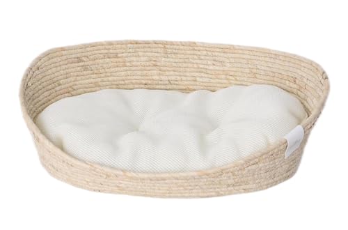 Dehner Premium Lovely Kuschelbett Tiefer Schlaf, 43 x 35 x 15 cm, Naturmaterial/Plüsch, weiß/beige von Dehner