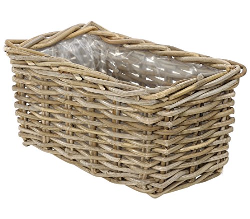 Dehner Rattan Pflanzkasten, ca. 30 x 15 x 15 cm, Rattangeflecht, grau/braun von Dehner