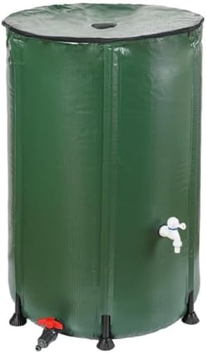 Dehner Regentonne, Regenfass faltbar, Regenwassertank Outdoor, ca. Ø 60 cm, Volumen 200 l, inkl. Auslaufhahn, PVC, dunkelgrün von Dehner