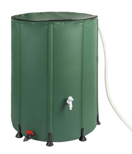 Dehner Regentonne, Regenfass faltbar, Regenwassertank Outdoor, ca. Ø 80 cm, Volumen 500 l, inkl. Auslaufhahn, PVC, dunkelgrün von Dehner