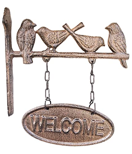 Dehner Schild Welcome, ca. 3.6 x 19 x 22 cm, Gusseisen, edelrostfarben von Dehner