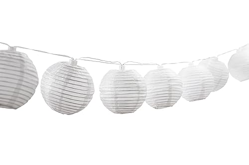 Dehner Solar Lichterkette Lampion, Länge 240 cm, Nylon/Kunststoff, weiß von Dehner