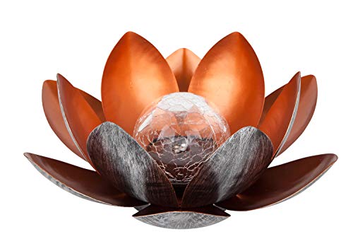 Dehner Solarleuchte Lotus, Ø 27.5 cm, Höhe 12 cm, Metall, silber/rot von Dehner
