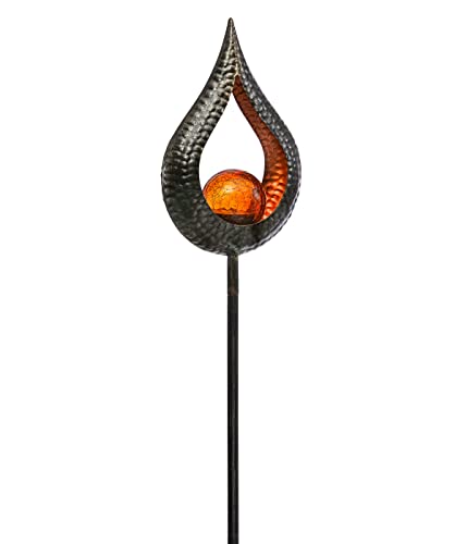 Dehner Solarstab Hammerschlag, warmweißes Licht, 117 x 18 x 8 cm, Metall/Glas/Kunststoff, Silber/dunkelgrau von Dehner