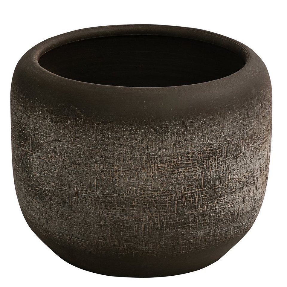 Dehner Übertopf Romy, Ø 24 - 29 cm, Höhe 20 - 26 cm, rund, Keramik, Übertopf mit reliefartiger Oberfläche, für Zimmerpflanzen von Dehner