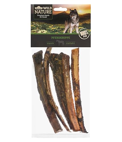 Dehner Wild Nature Hundesnack, Premium Leckerli glutenfrei / getreidefrei, Kausnack für Hunde, Pferderippe, 200 g von Dehner