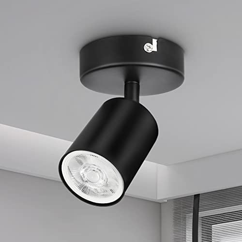 Dehobo 1er Led Deckenstrahler Schwenkbar 350° - Deckenstrahler 1 Flammig Schwarz GU10 - LED Wandstrahler mit Strahler Deckenspot - Spotlight Lampe für Wohnzimmer Küche - Nein GU10 Leuchtmittel von Dehobo