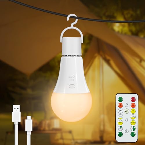 Dehobo Aufladbar Batterie Glühbirne E27 Mit Fernbedienung - 7W Type-C Ladung Camping Lampe 3 Farben Dimmbare - Akku Lampe Mit Timing Funktion Touch Control, Outdoor Lampe Tragbare Notleuchte 1 Pack Dehobo Aufladbar Batterie Glühbirne E27 Mit Fernbedienung - 7W Type-C Ladung Camping Lampe 3 Farben Dimmbare - Akku Lampe Mit Timing Funktion Touch Control, Outdoor Lampe Tragbare Notleuchte 1 Pack von Dehobo