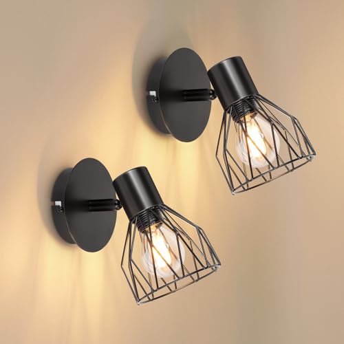 Dehobo E14 Wandleuchte Verstellbare Wandlampe Metall Schwarz Vintage - Wandspot E14 max.40W - Innen Wandleuchte mit Retro Design für Schlafzimmer Wohnzimmer Esszimmer Balkon Loft - Nicht Leuchtmittel von Dehobo