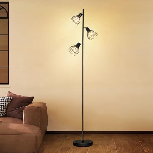 Dehobo Industrial Stehlampe Wohnzimmer Stehlampe Vintage Retro Wohnzimmerlampe Moderne LED E27 Fußsteuerung Leselicht Schwarze Einstellbare Stehleselampe für Schlafzimmer Esszimmer Ecke Ohne Glühbirne von Dehobo