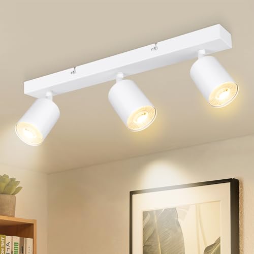 Dehobo Led Deckenstrahler Schwenkbar 350° 3 Flammig Deckenleuchte GU10 - Wandstrahler Weiß - Spotlight Lampe Deckenlampe für Wohnzimmer Schlafzimmer Küche, Nein GU10 Leuchtmittel von Dehobo