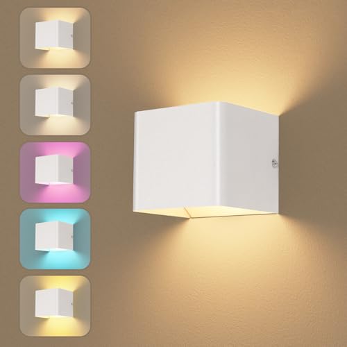 Dehobo Wandleuchte LED Innen - Matt Weiß Wandlampe Batterie USB Aufladbar 1.5W 3000K 4000K 6000K Dimmbare - Moderne Innen Wandbeleuchtung für Wohnzimmer Schlafzimmer Treppen Zuhause von Dehobo
