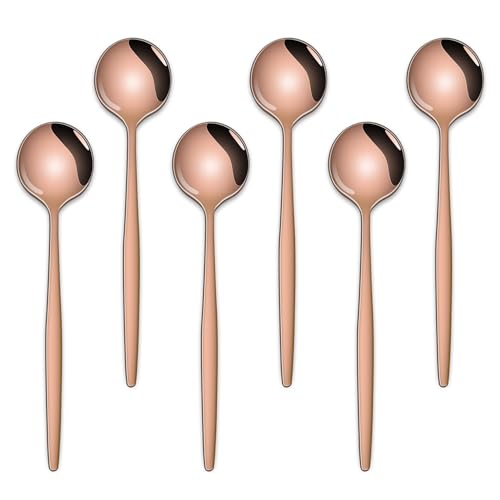 Kaffee- und Teelöffel-Set aus Edelstahl, 13 cm, rotgoldener Teelöffel, kleine Löffel für Dessert oder Tee, Espressolöffel für Café von Dehov