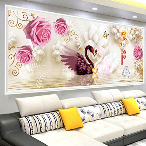 Deike Mild 5D Diamant Painting Full Bohrer DIY Diamond Malerei Schwan Kristall Strass Wandkunst Handgemachtes Wohnzimmer Schlafzimmer Wanddekoration (150x60cm) von Deike Mild