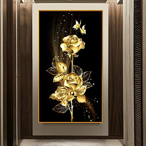 Deike Mild Diamond Painting 5D Full Bohrer Diamant Malerei Handgemachtes Gold Rose Bilder Wohnzimmer Wanddekoration (50X70cm) von Deike Mild
