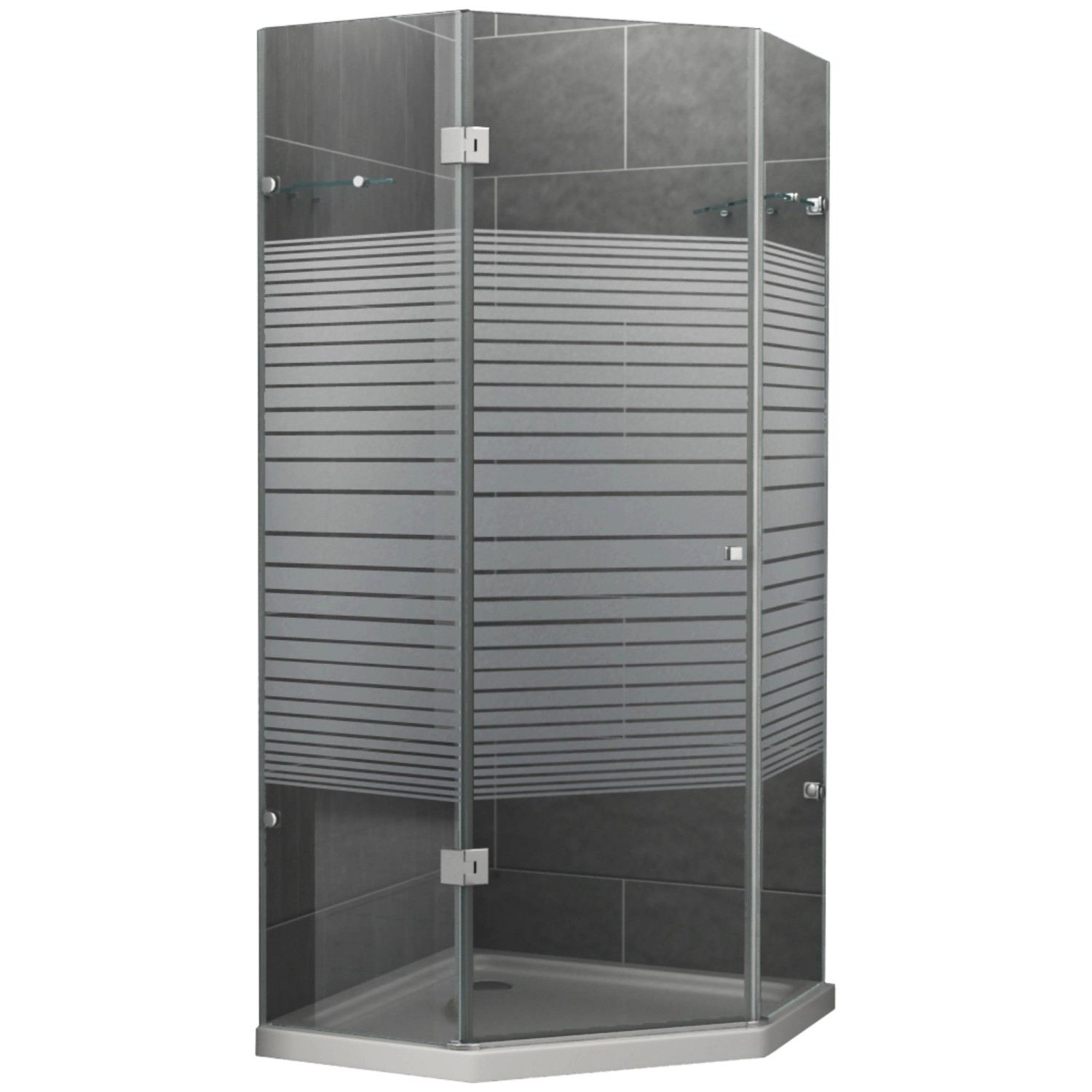 Dein Bau Projekt Duschkabine 5-Eck Gestreift 80 x 195 x 80 cm m. Wanne DIN Links von Dein Bau Projekt