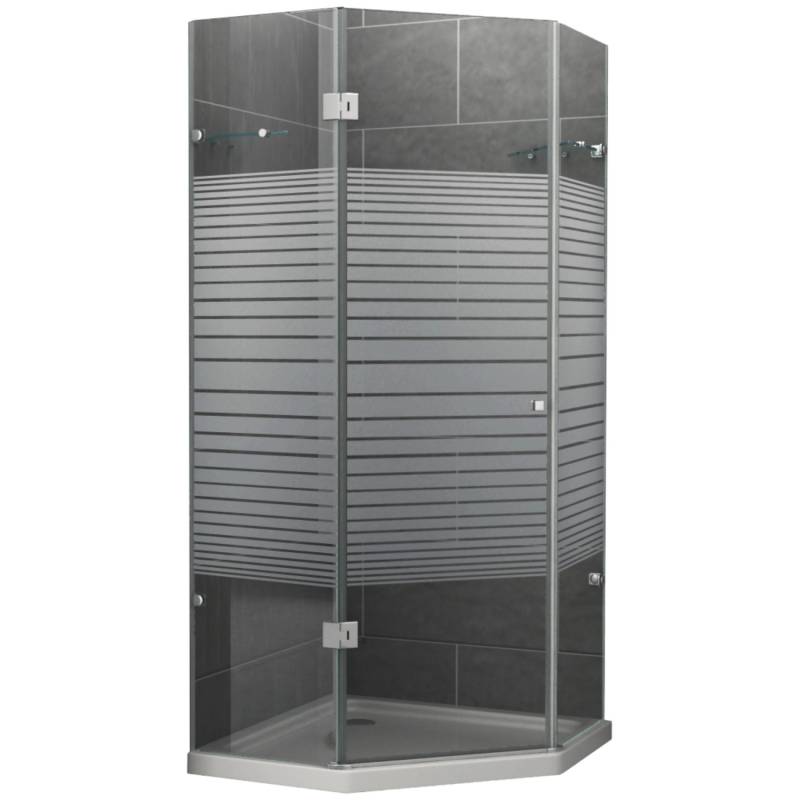 Dein Bau Projekt Duschkabine 5-Eck Gestreift 80 x 195 x 80 cm m. Wanne DIN Links von Dein Bau Projekt