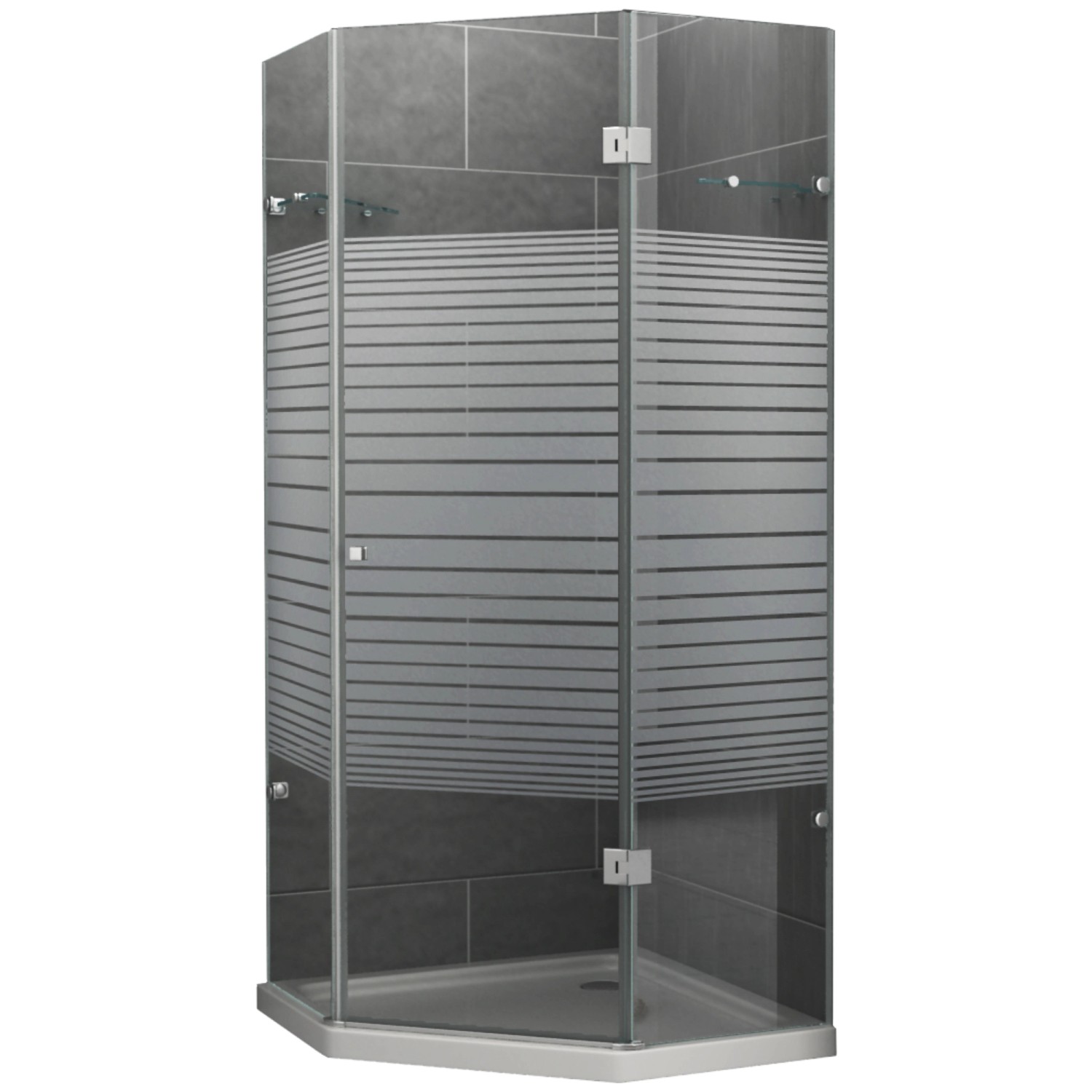 Dein Bau Projekt Duschkabine 5Eck Gestreift 80 x 195 x 80 cm m. Wanne DIN Rechts von Dein Bau Projekt