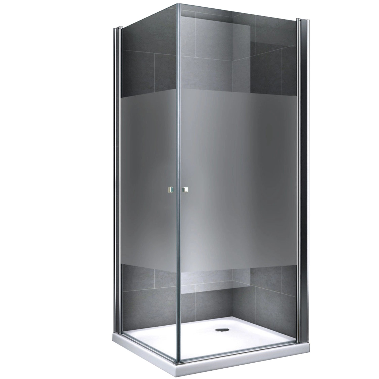 Dein Bau Projekt Duschkabine Glasdusche Teilsatiniert 80 x 195 x 80 cm m. Wanne von Dein Bau Projekt