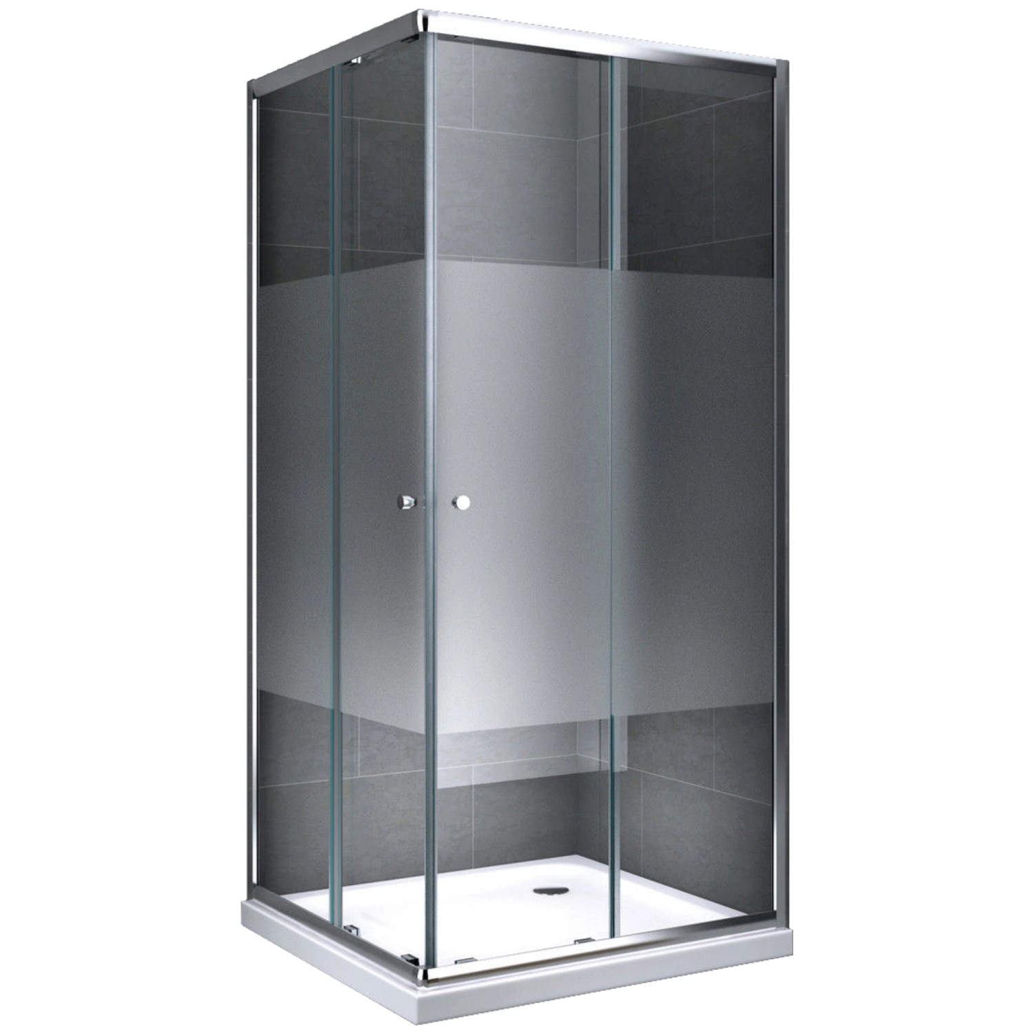 Dein Bau Projekt Duschkabine Quadrat Teilsatiniert 100 x 204 x 100 cm m. Wanne von Dein Bau Projekt