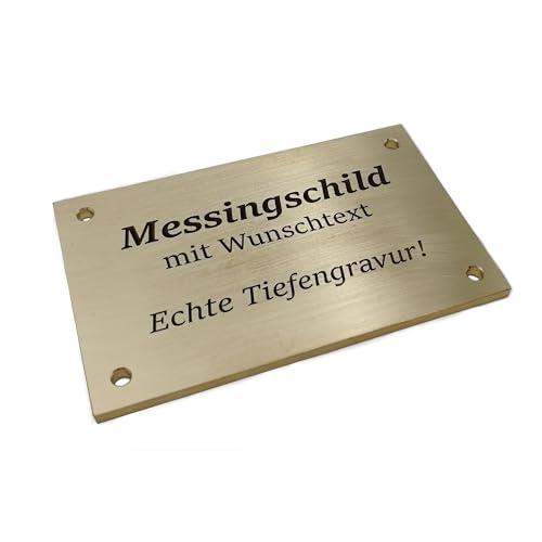 Türschild mit deiner Gravur - Gedenkschild - Grabsteinschild - Hauschild - versch. Größen, hochwertiges Messingschild, Metallschild, Namensschild, Messingtafel von Dein Brandstempel