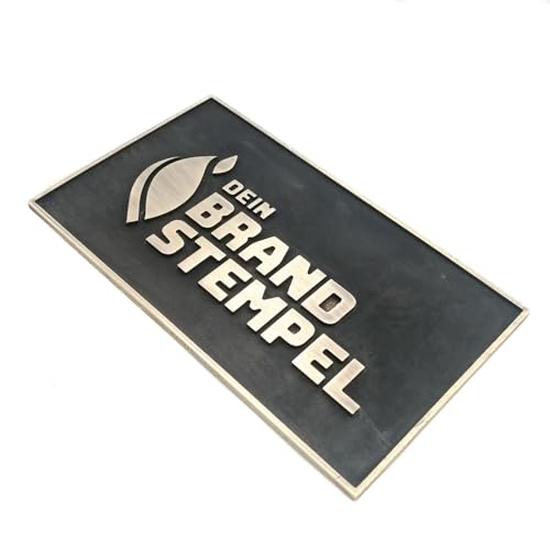 personalisiertes Türschild, Namensschild, Klingelschild aus massivem gefrästem Messing in patinierter Ausfertigung - extra tiefe Gravur in 60 x 100 mm (*) von Dein Brandstempel