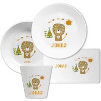 Personalisiertes Kindergeschirr Mit Namen Und Motiv Löwe, Set, Teller, Geschenk Für Kinder, Zur Taufe Geburt von DeinKindergeschirr