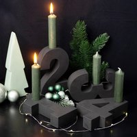 Adventszahlen Adventskranz 1-4 Kerzenhalter Zahlen Aus Gießbeton Weihnachtsdeko Advent Schwarz - Grün von DeinLieblingsteil