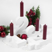 Adventszahlen Adventskranz 1-4 Kerzenhalter Zahlen Aus Gießbeton Weihnachtsdeko Advent Weiß - Rot von DeinLieblingsteil