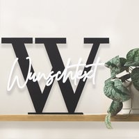 Dekoschild Acryl Schwarz | Buchstabe Monogramm Mit Wunschtext von DeinLieblingsteil
