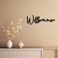 Schriftzug Willkommen Aus Acrylglas | Schwarz & Weiß Willkommensschild Eingangsdeko Haustür Wanddeko Eingang von DeinLieblingswerkGER