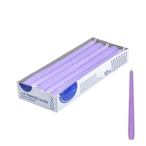 DeinPack 10 Spitzkerzen - Flieder - Dekorative Haushaltkerzen - Brenndauer 8 Stunden - Festliche Kerzen für Party, Hochzeit und andere Anlässe von DeinPack