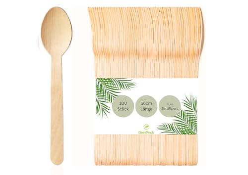 DeinPack 100 Holzlöffel Birke 16cm | biologisch abbaubar | Nachhaltiges Besteck | Einwegbesteck | Holzbesteck DeinPack 100 Holzlöffel Birke 16cm | biologisch abbaubar | Nachhaltiges Besteck | Einwegbesteck | Holzbesteck von DeinPack