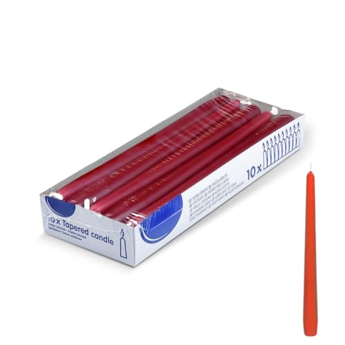 DeinPack 120 Spitzkerzen - Rot - Dekorative Haushaltkerzen - Brenndauer 8 Stunden - Festliche Kerzen für Party, Hochzeit und andere Anlässe von DeinPack