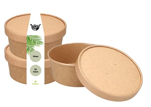 DeinPack 50 Salatschalen 750ml mit Deckel braun rund I Recycellbare To Go Schalen Kraftkarton Verpackung mit PLA Innenbeschichtung I Kraft Deckel DeinPack 50 Salatschalen 750ml mit Deckel braun rund I Recycellbare To Go Schalen Kraftkarton Verpackung mit PLA Innenbeschichtung I Kraft Deckel von DeinPack