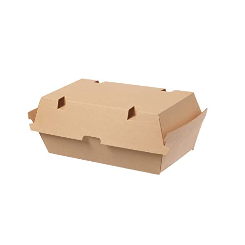 DeinPack Take Away Box I Bio Speisebox Wellpappe mit Klappdeckel 175x91x84mmI Pappschachtel rechteckig I braune Wellpappe Schachtel kompostierbar I Einweg to Go Boxen 300 Stück von DeinPack