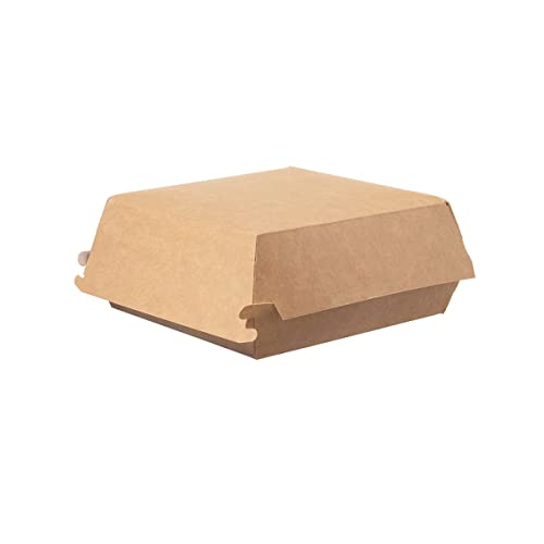 DeinPack Take Away Burger Box 400 Stück I Burgerboxen mit Klappdeckel I Hamburger Box aus karton I to Go Burger Verpackung 14,5 x 14,5 x 8 cm I biologisch abbaubar von DeinPack