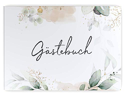 DeinWeddingshop Gästebuch Hochzeit | 104 Seiten | 52 Blatt | Hardcover DIN A4 quer | Hochzeitsgästebuch Hochzeitsalbum (Greenery Glitter) (DIN A4 (quer), Inhalt: blanko (weiß)) von DeinWeddingshop