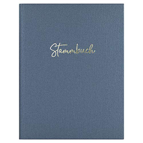 DeinWeddingshop Stammbuch der Familie, Premium Buchbinder-Leinen mit Prägung, Familienstammbuch für Hochzeit, Standesamt | 16x21cm | Blau/Gold von DeinWeddingshop