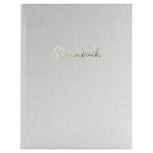 DeinWeddingshop Stammbuch der Familie - Familienstammbuch Hochzeit Standesamt - Deluxe Leinen Serie - Hardcover (Sand Creme Weiß/Gold) (16x21cm) von DeinWeddingshop