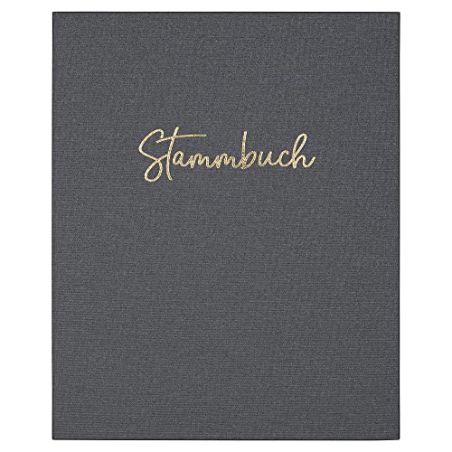 DeinWeddingshop Stammbuch der Familie - Familienstammbuch Hochzeit Standesamt - Deluxe Leinen Serie - Hardcover (Anthrazit/Gold) (DIN A4) von DeinWeddingshop