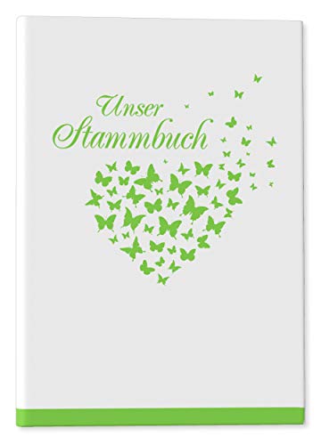 Stammbuch der Familie - Familienstammbuch Hochzeit Standesamt - Butterfly Heart - Hardcover 16x21cm (grün) von DeinWeddingshop