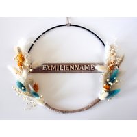 Trockenblumenkranz Personalisierbar Mit Namen, Flower Hoop Loop, Metallring, Wohnaccessoire Für Zu Hause von DeinWohnLiebling