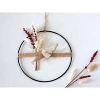 Türkranz Mit Trockenblumenstrauß Und Herz, Moderner Flower Hoop Loop, Metallring, Wohndeko Aufhänger von DeinWohnLiebling