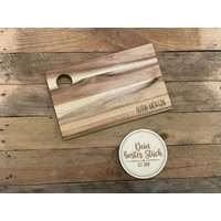 Holzbrettchen Mit Eierhalter Personalisiert - Geschenk, Schneidebrett, Frühstücksbrett von DeinbestesStueck