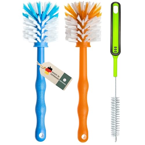 Reinigungsbürste 3er Pack – Spülbürste für Mixbehälter und Messer - Ideales Zubehör zum Reinigen von Küchenmaschinen, Mixer, Standmixer usw. Bürste (1x Blau/ 1x Orange /1x Grün) von Hovedal