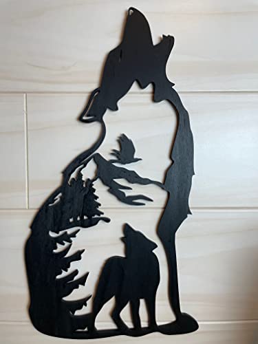3D Wanddeko -Wolf im Wolf- Holz Fensterbild Geschenk Idee kein Wandtattoo #26 von Deine Gartenoase
