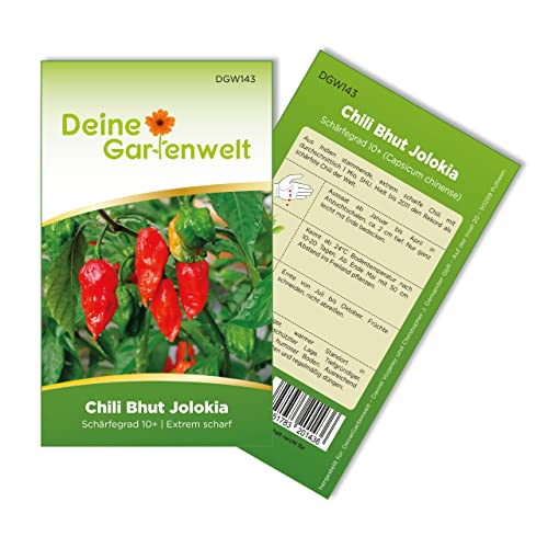 Chili Bhut Jolokia red Samen - Capsicum chinense - Chilisamen - Gemüsesamen - Saatgut für 5 Pflanzen von Deine Gartenwelt